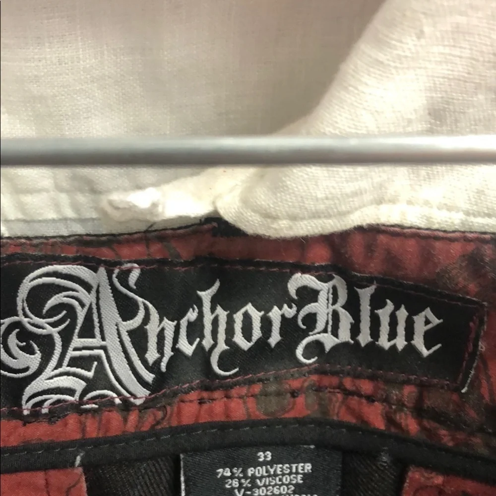 Anchor Blue Vintage Black Chinos with Red and Blue Stripes Relaxed Fit